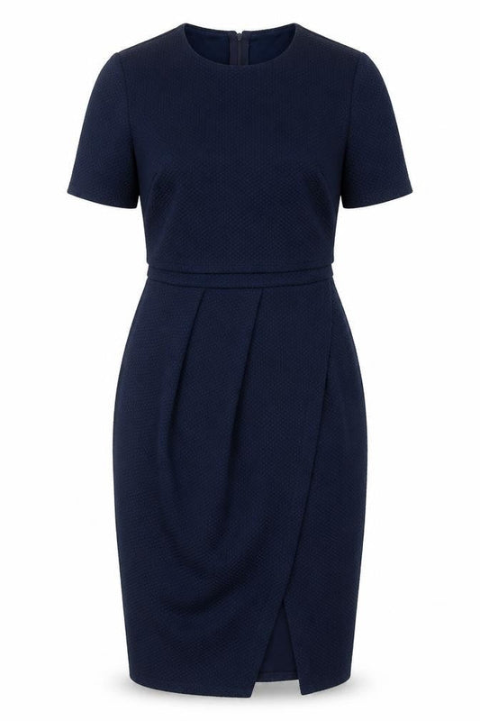 ASOS Womens Blue Polyester Pencil Dress Size 10 Round Neck Zip