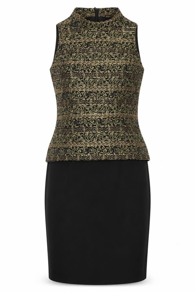 Jessica Howard Womens Black Polyester A-Line Size 12 High Neck Zip