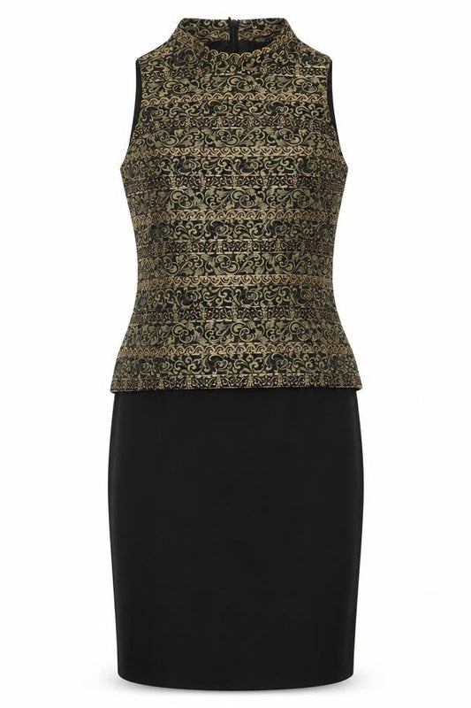 Jessica Howard Womens Black Polyester A-Line Size 12 High Neck Zip