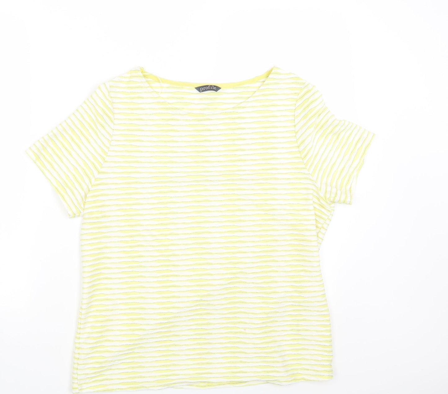 Profile Womens Yellow Polyester Basic T-Shirt Size 14 Round Neck
