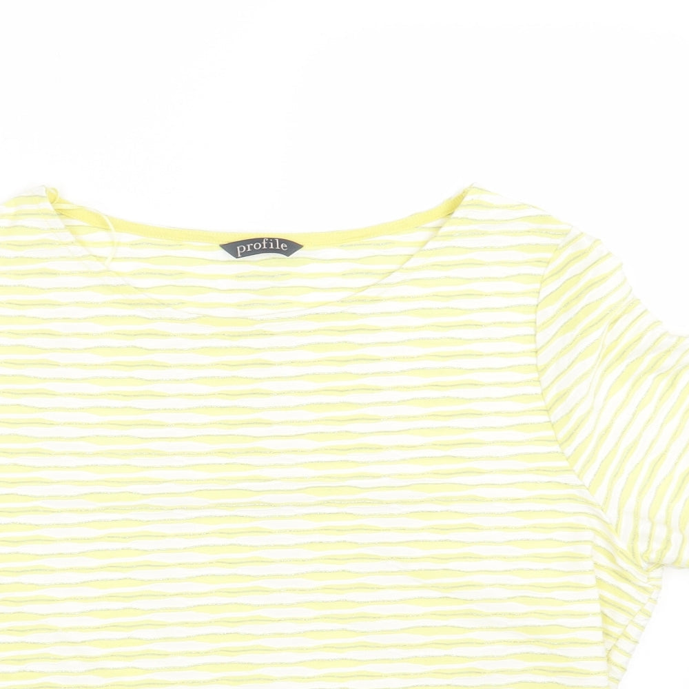 Profile Womens Yellow Polyester Basic T-Shirt Size 14 Round Neck