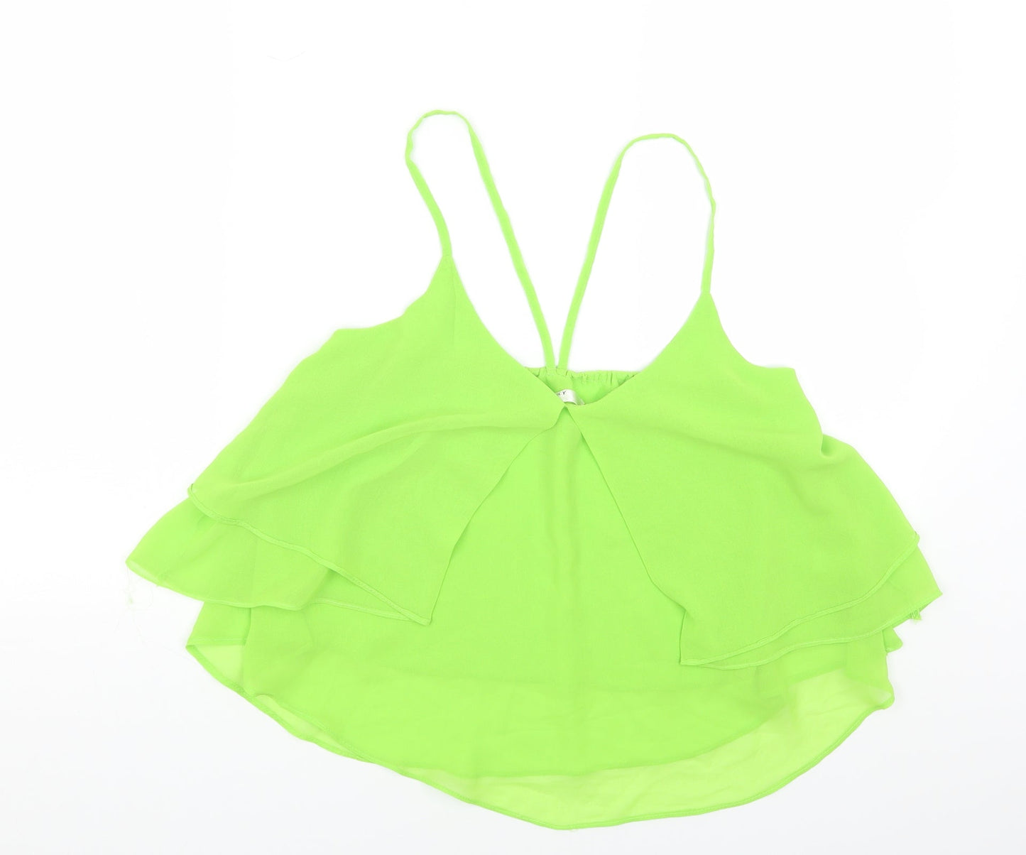 Vera&Lucy Womens Green Polyester Cropped Tank Size M Scoop Neck