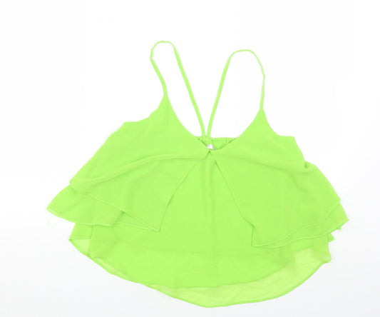 Vera&Lucy Womens Green Polyester Cropped Tank Size M Scoop Neck