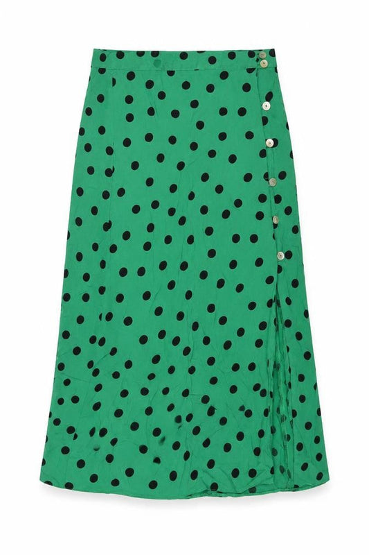 Miss Selfridge Womens Green Polka Dot Viscose A-Line Skirt Size 6 Button