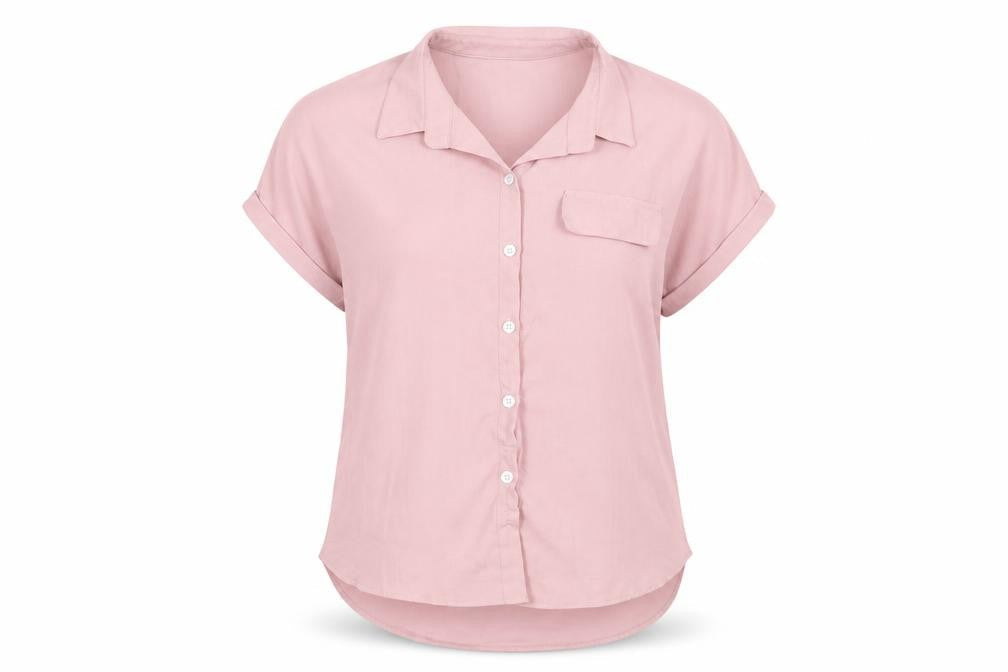 SheIn Womens Pink Polyester Basic Button-Up Size L Collared