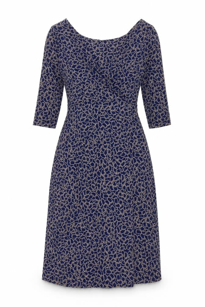 Preworn Womens Blue Geometric Viscose A-Line Size M V-Neck Pullover