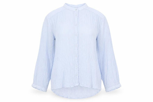 H&M Womens Blue Viscose Basic Button-Up Size 6 Round Neck
