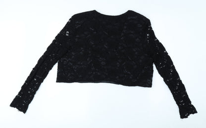 Debut Womens Black Vinyl Jacket Blazer Size 14 - Padded Shoulders