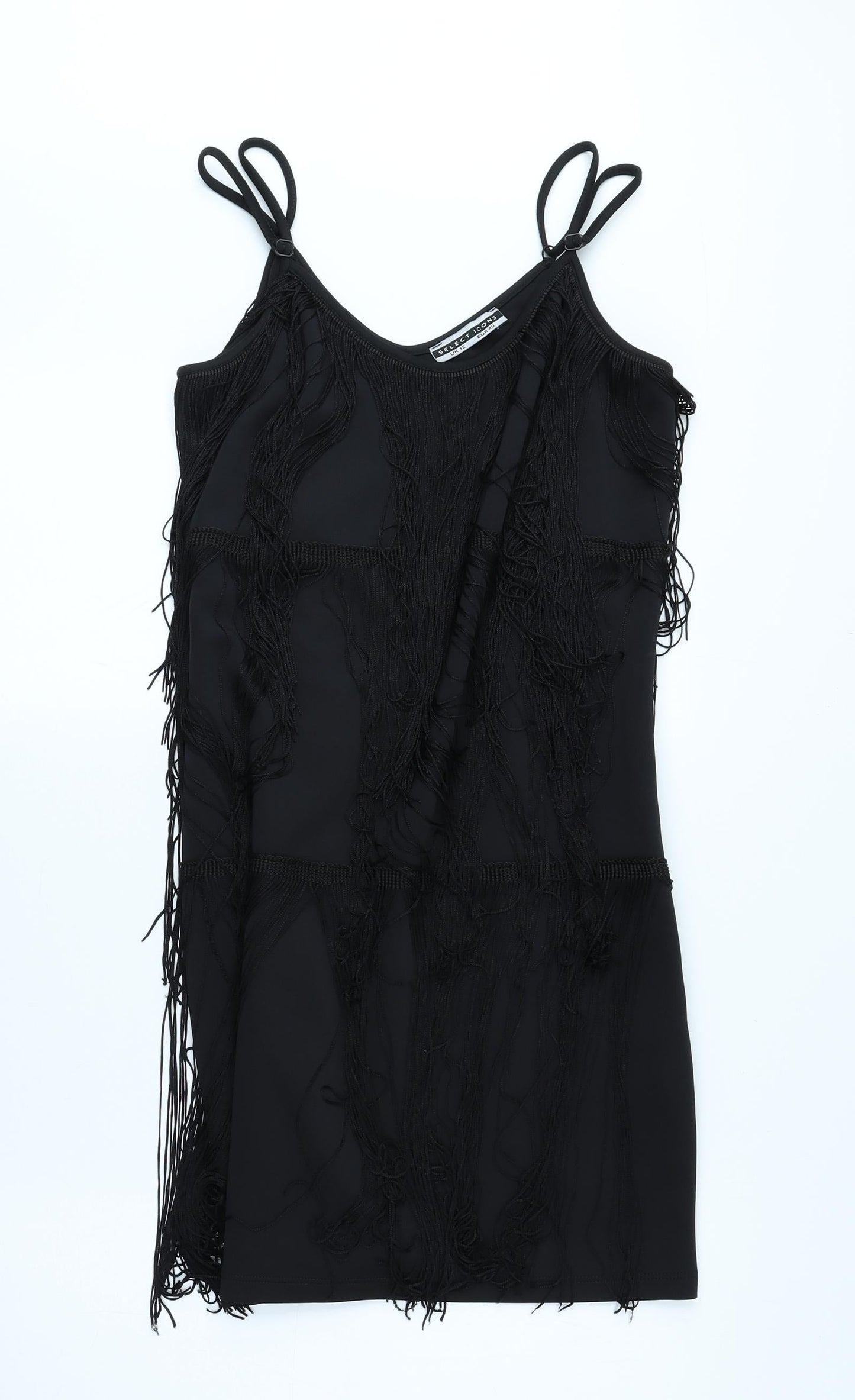 Selections Womens Black Polyester Mini Size 12 Crew Neck Pullover
