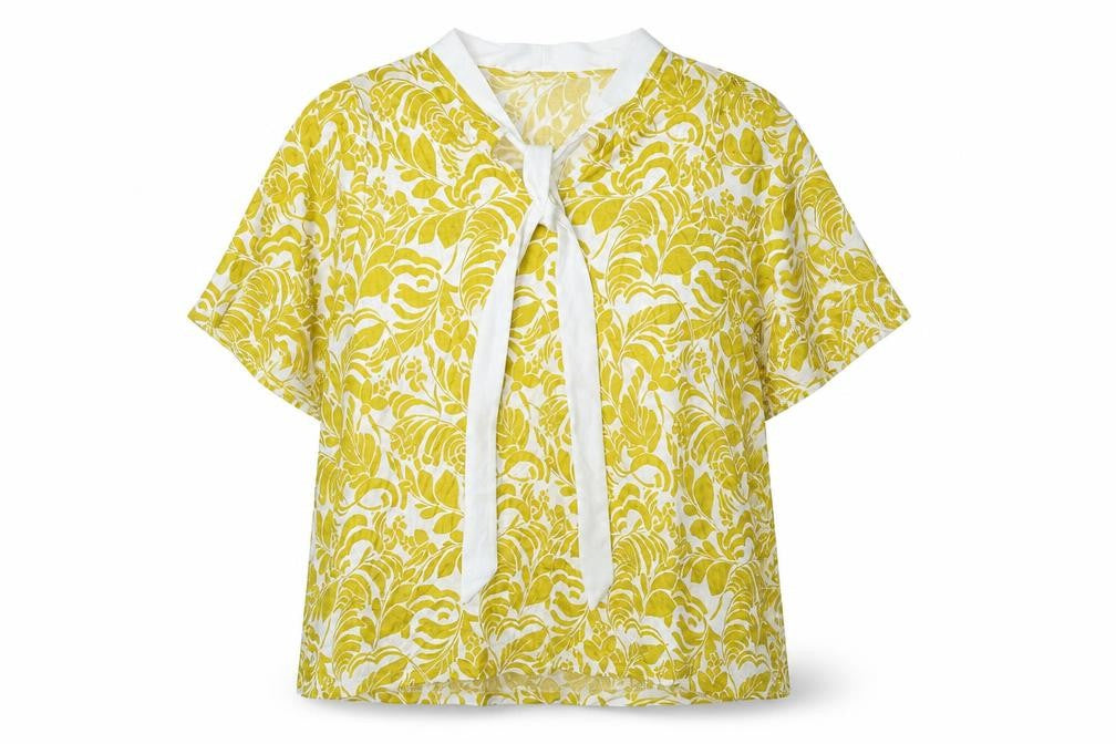 Marks & Spencer Womens Yellow Floral Polyester Basic Blouse Size 20 V-Neck