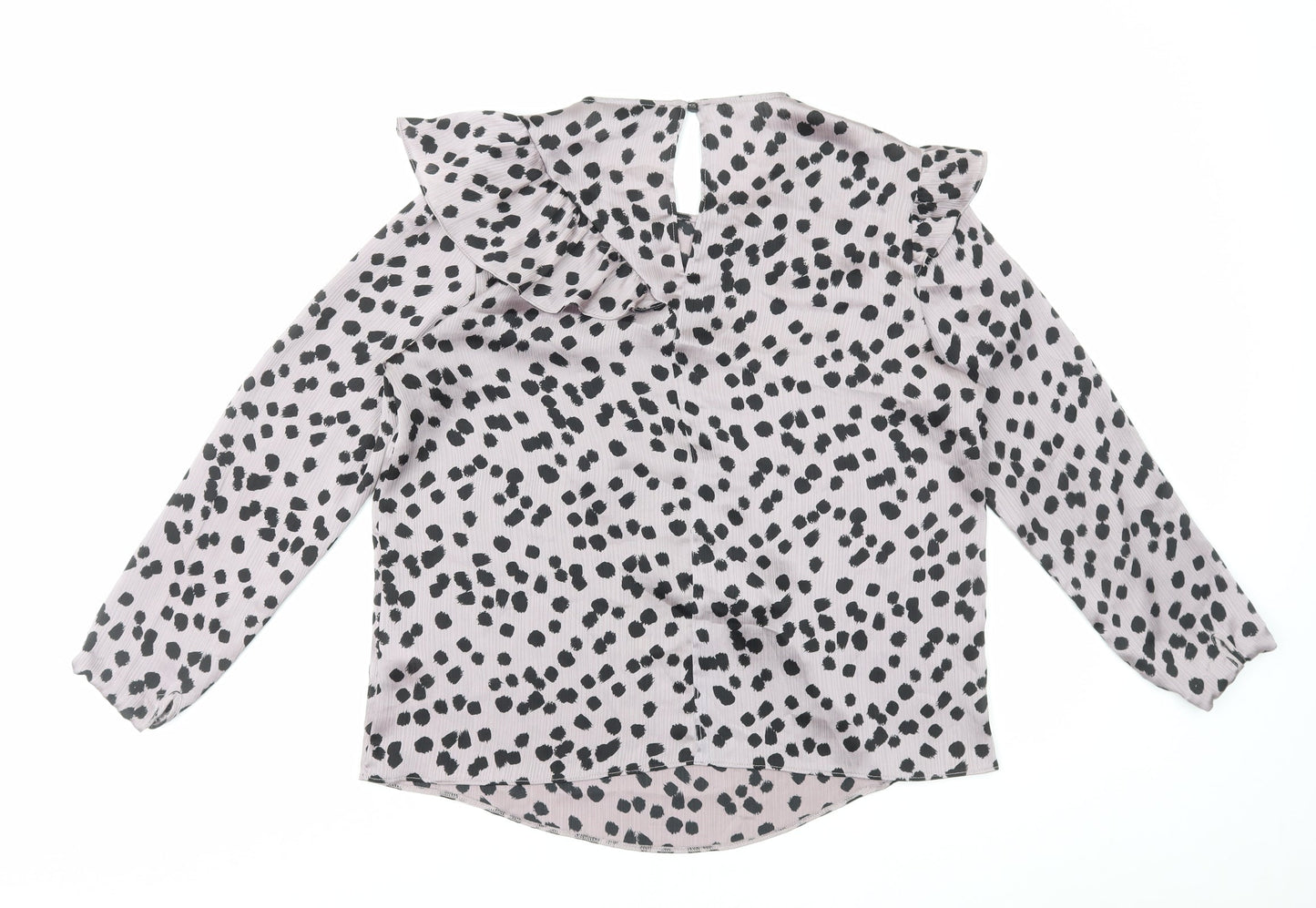 Topshop Womens Purple Geometric Polyester Basic Blouse Size 12 Round Neck