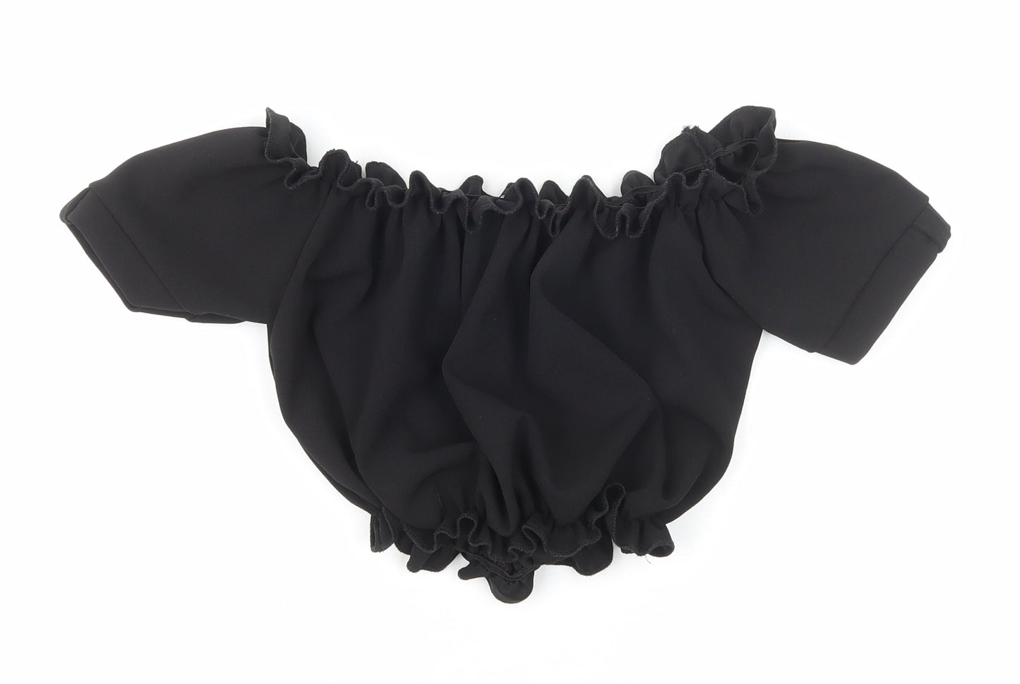 New Look Womens Black Polyester Cropped T-Shirt Size 6 Off the Shoulder
