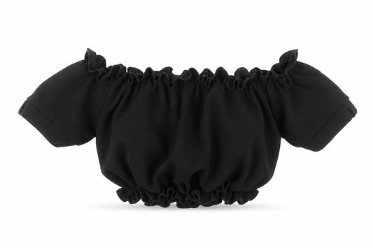 New Look Womens Black Polyester Cropped T-Shirt Size 6 Off the Shoulder