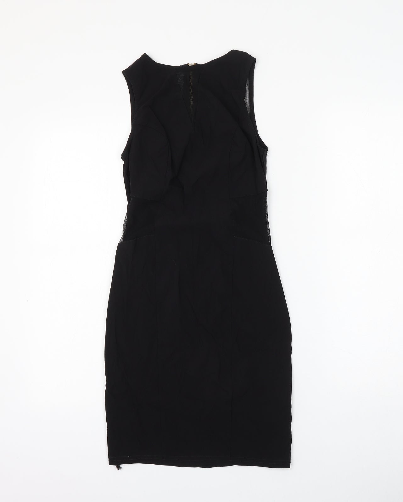 New Look Womens Black Viscose Tank Dress Size 8 Round Neck Zip