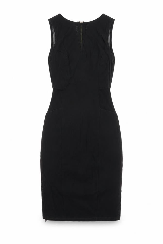 New Look Womens Black Viscose Tank Dress Size 8 Round Neck Zip