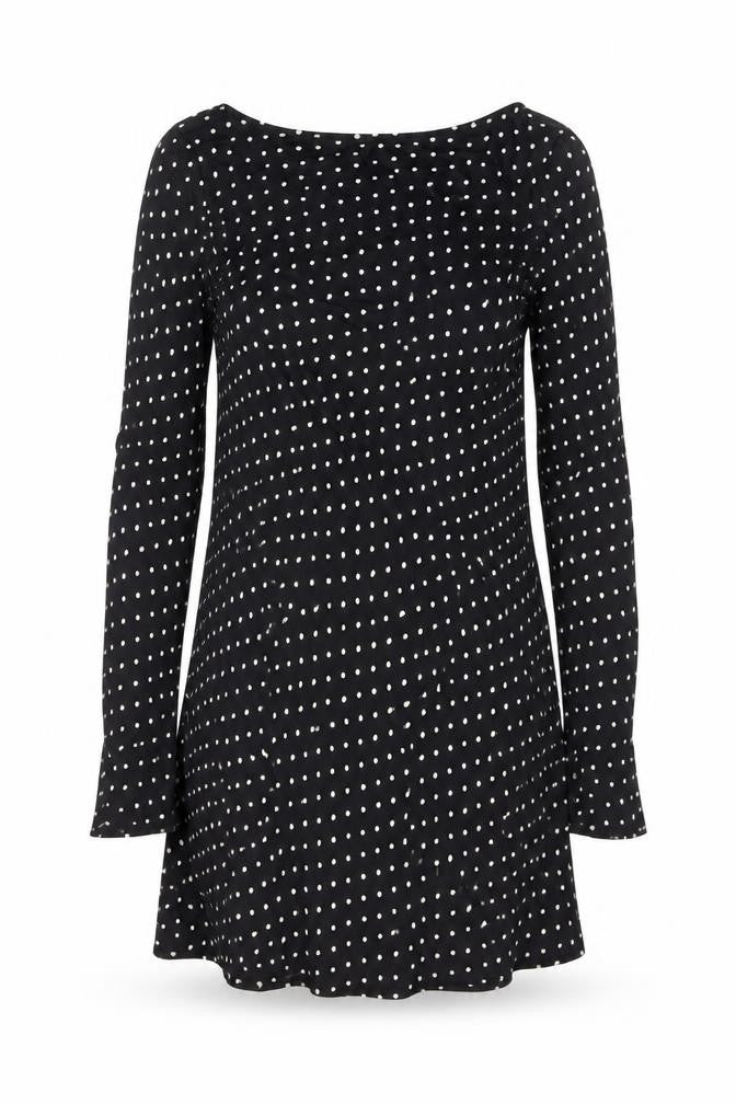 Zara Womens Black Polka Dot Viscose Shift Size M Round Neck Pullover