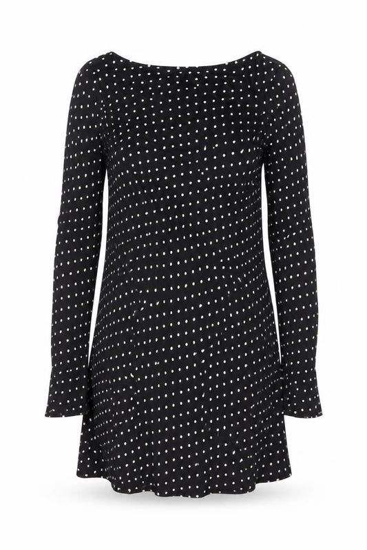Zara Womens Black Polka Dot Viscose Shift Size M Round Neck Pullover