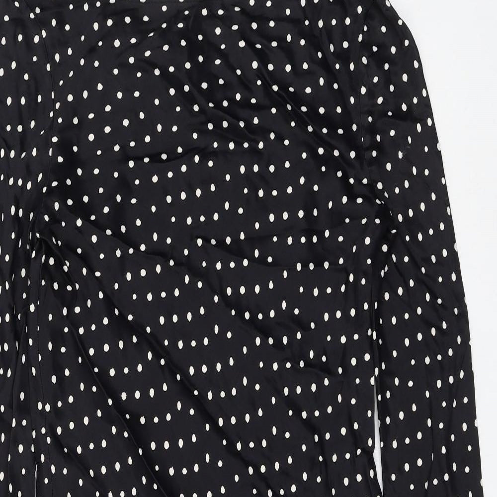 Zara Womens Black Polka Dot Viscose Shift Size M Round Neck Pullover