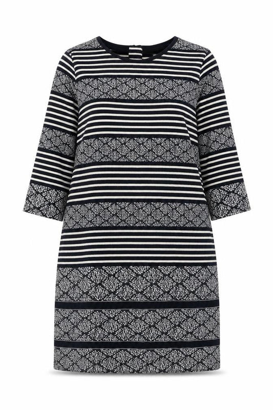Marks & Spencer Womens Blue Striped Cotton Shift Size 16 Round Neck Zip