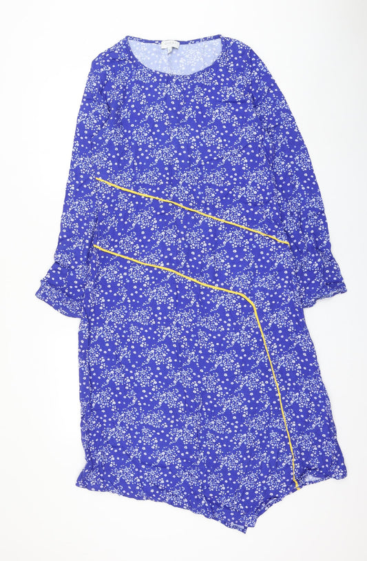 ghos`t Womens Blue Floral Viscose Shift Size S Round Neck Pullover