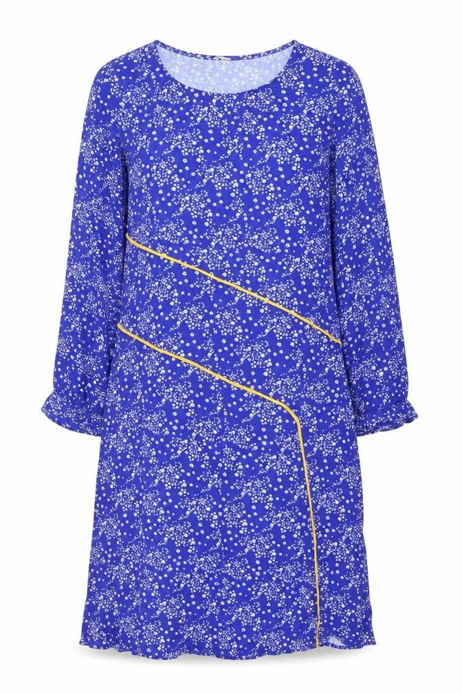 ghos`t Womens Blue Floral Viscose Shift Size S Round Neck Pullover