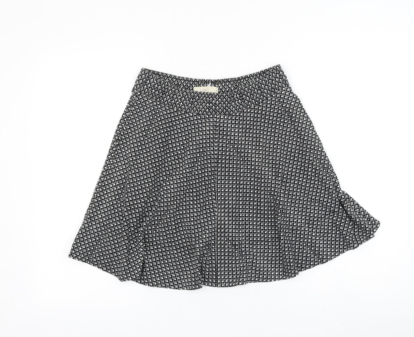 LOFT Womens Black Geometric Rayon Skater Skirt Size XS
