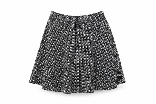 LOFT Womens Black Geometric Rayon Skater Skirt Size XS