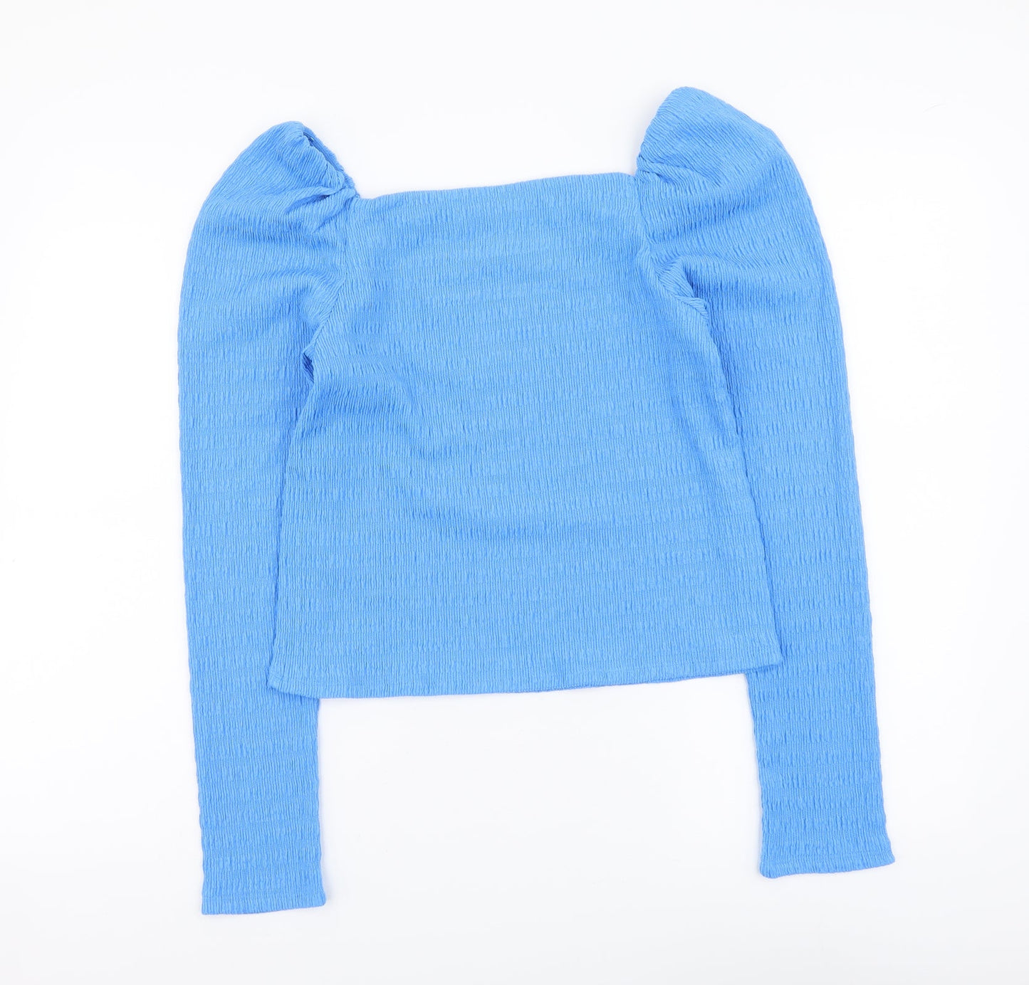 H&M Womens Blue Polyester Basic Blouse Size S Square Neck