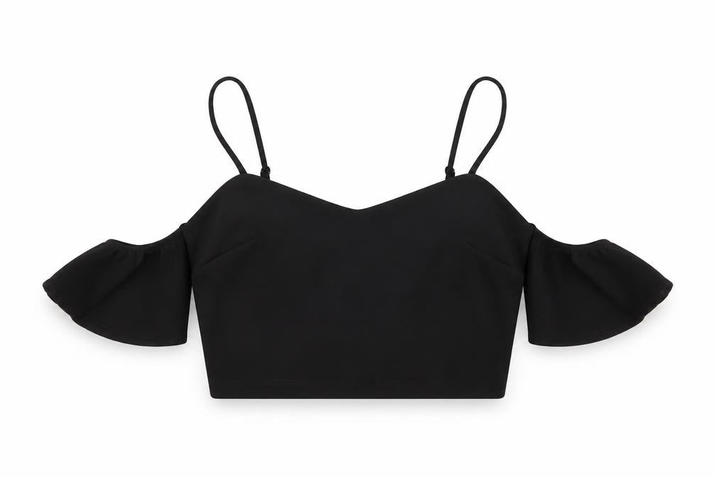 SheIn Womens Black Polyester Cropped Tank Size M Sweetheart