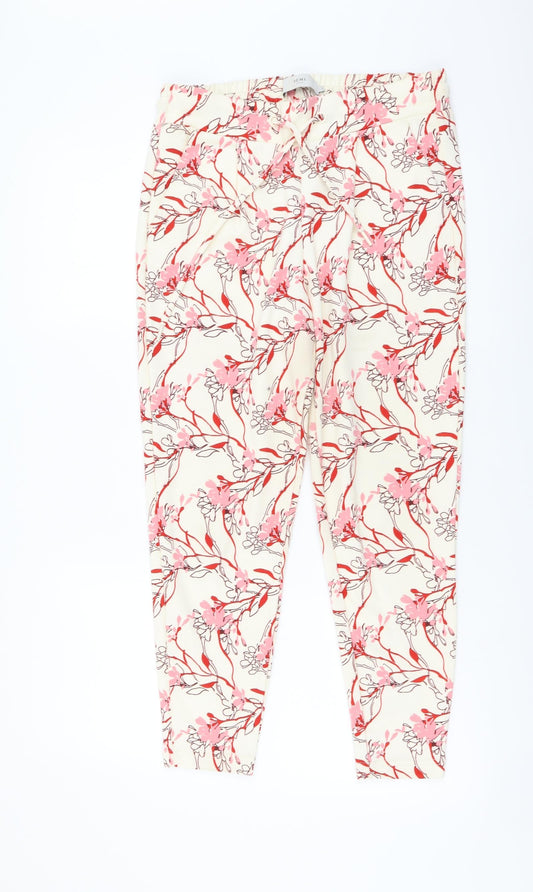 ICHI Womens Multicoloured Floral Polyester Trousers Size S L25 in Regular Drawstring
