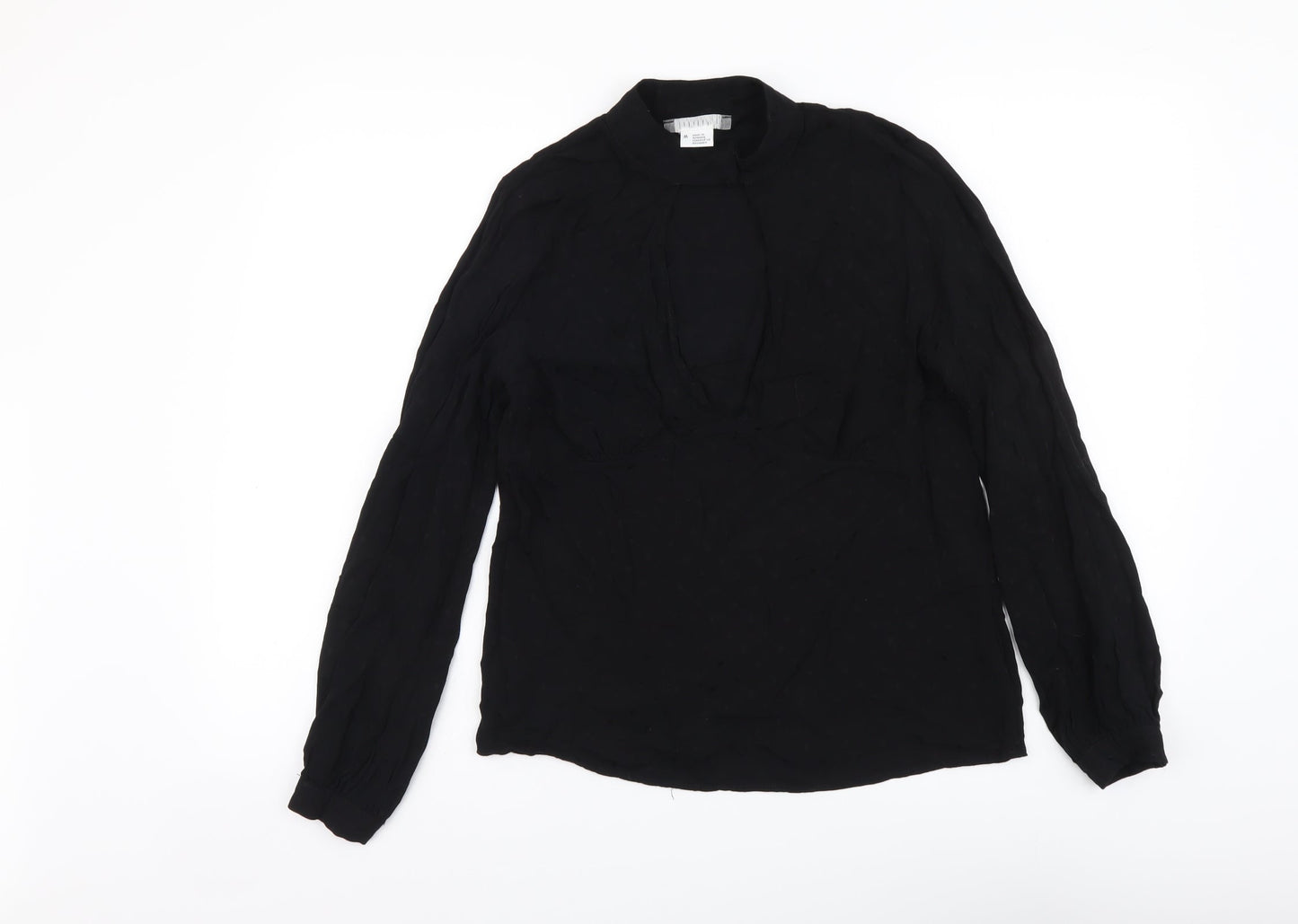 Cooperative Womens Black Polyester Basic Blouse Size M Mock Neck