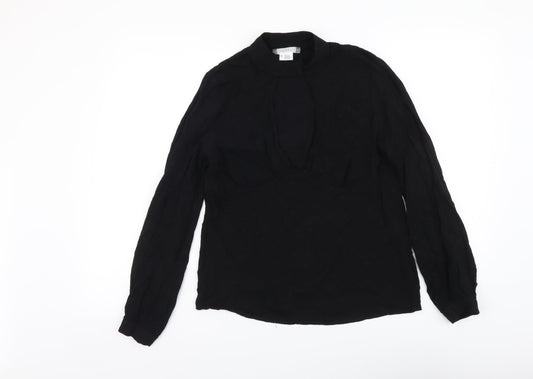 Cooperative Womens Black Polyester Basic Blouse Size M Mock Neck