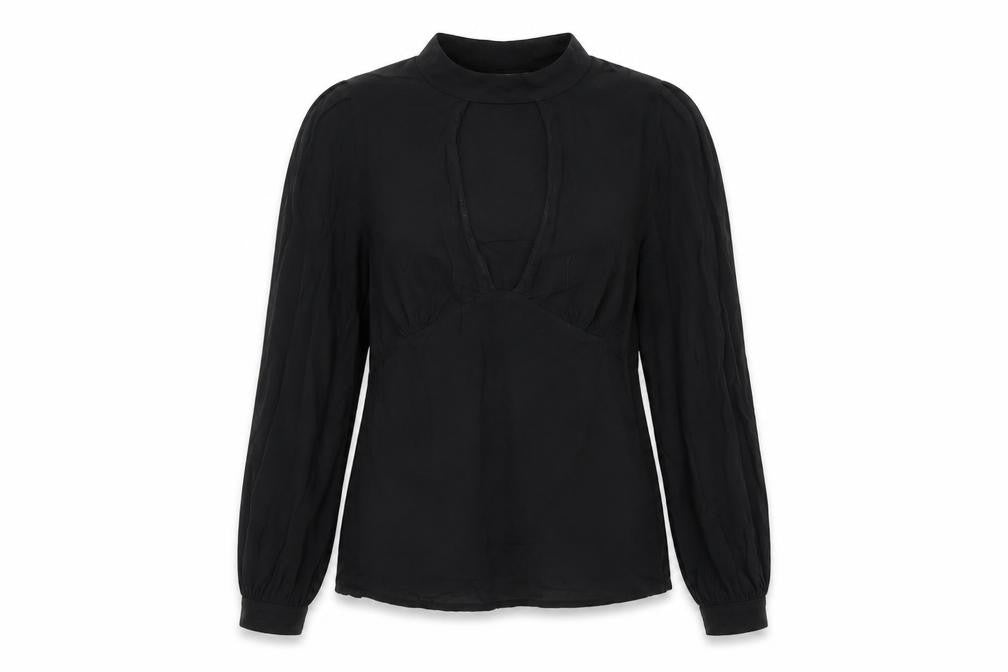 Cooperative Womens Black Polyester Basic Blouse Size M Mock Neck
