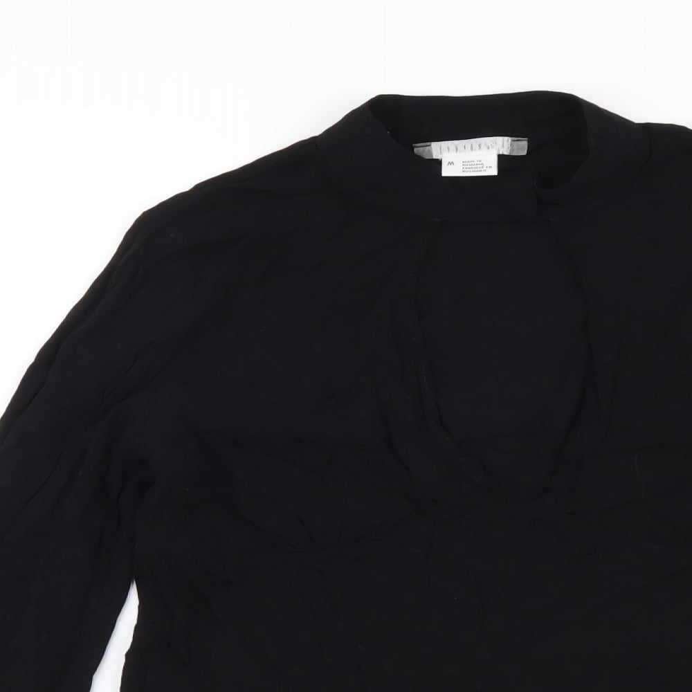 Cooperative Womens Black Polyester Basic Blouse Size M Mock Neck