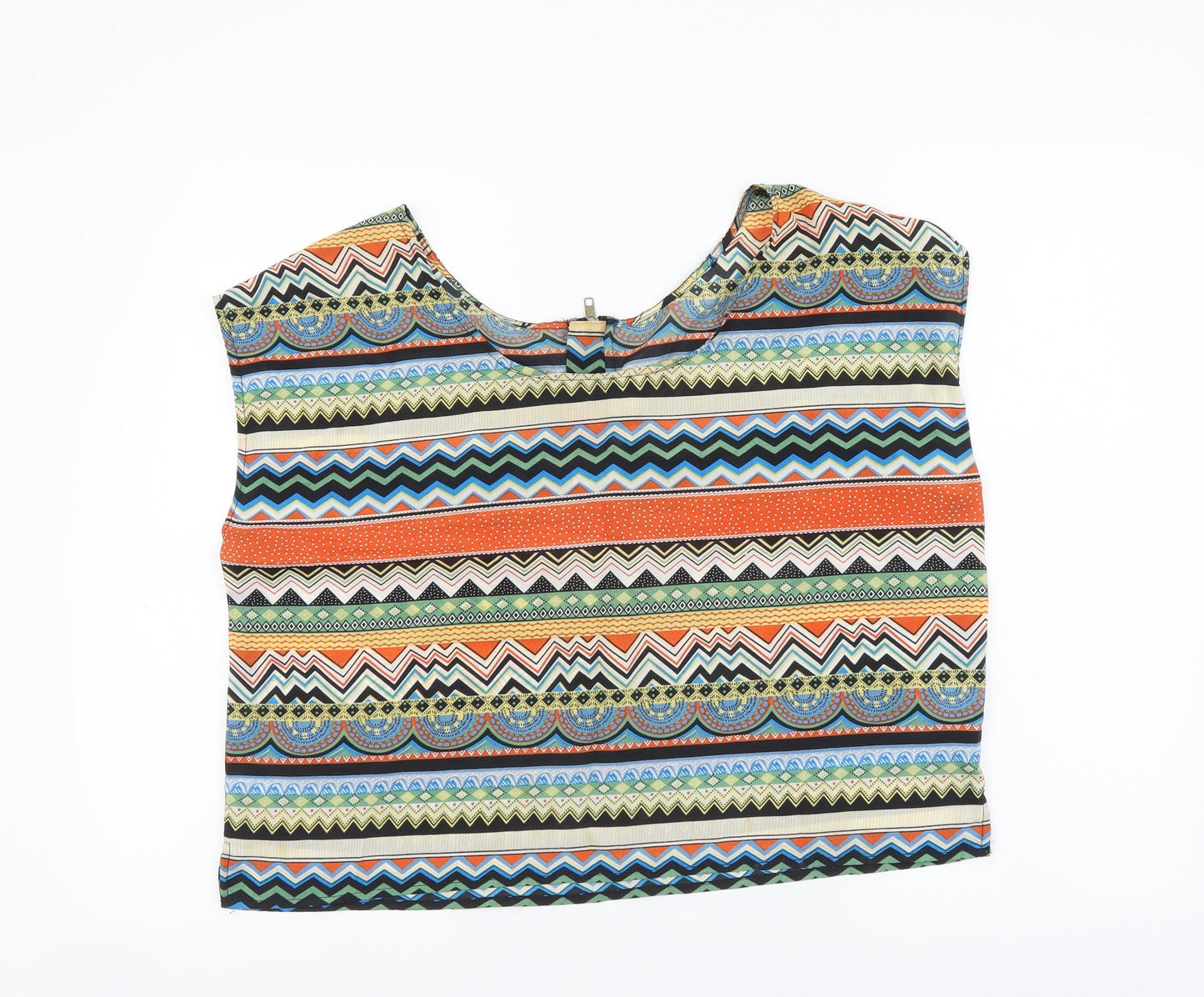 Miso Womens Multicoloured Geometric Polyester Basic Blouse Size 14 Scoop Neck