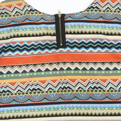 Miso Womens Multicoloured Geometric Polyester Basic Blouse Size 14 Scoop Neck