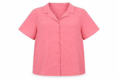EWM Womens Pink Polyester Basic Button-Up Size 16 Collared
