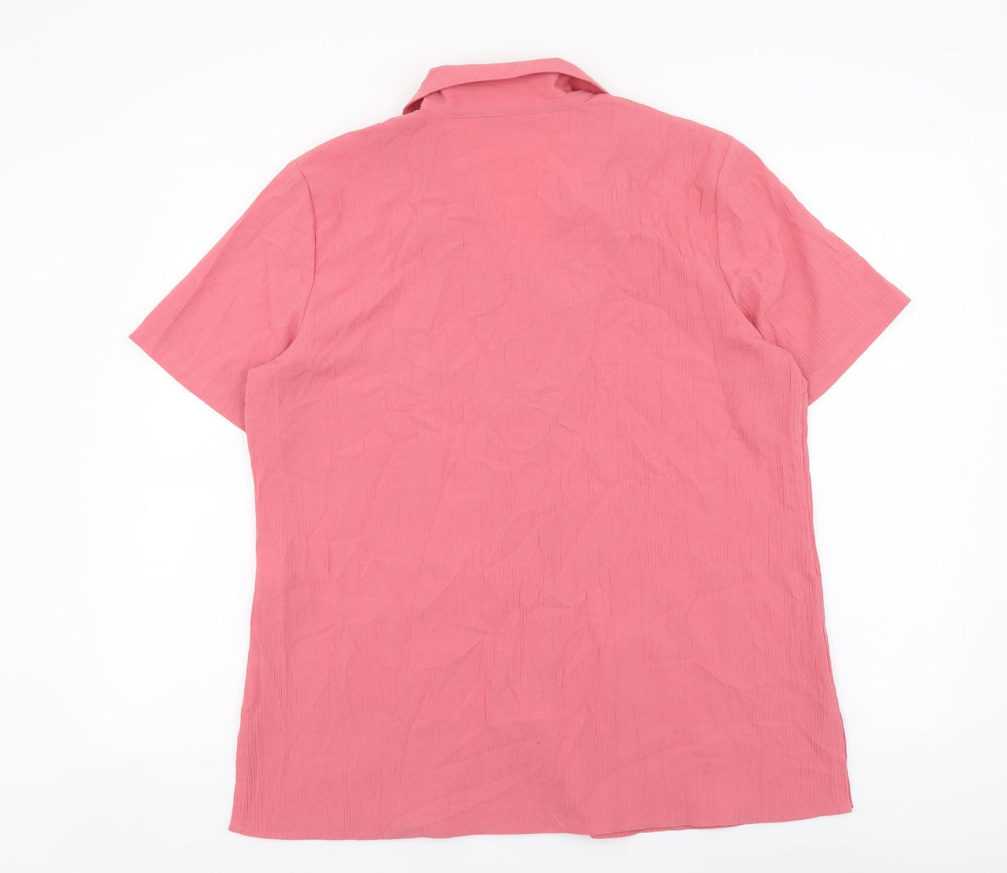 EWM Womens Pink Polyester Basic Button-Up Size 16 Collared