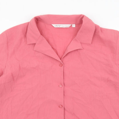 EWM Womens Pink Polyester Basic Button-Up Size 16 Collared
