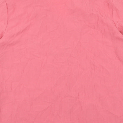EWM Womens Pink Polyester Basic Button-Up Size 16 Collared