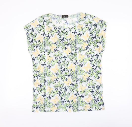 Originals Womens Multicoloured Geometric Polyester Basic T-Shirt Size S Round Neck - Butterfly Pattern