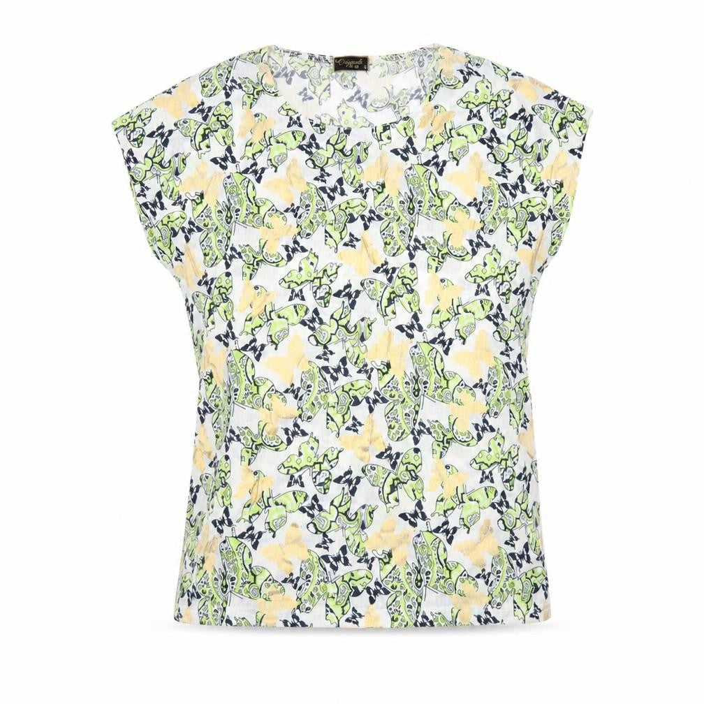 Originals Womens Multicoloured Geometric Polyester Basic T-Shirt Size S Round Neck - Butterfly Pattern