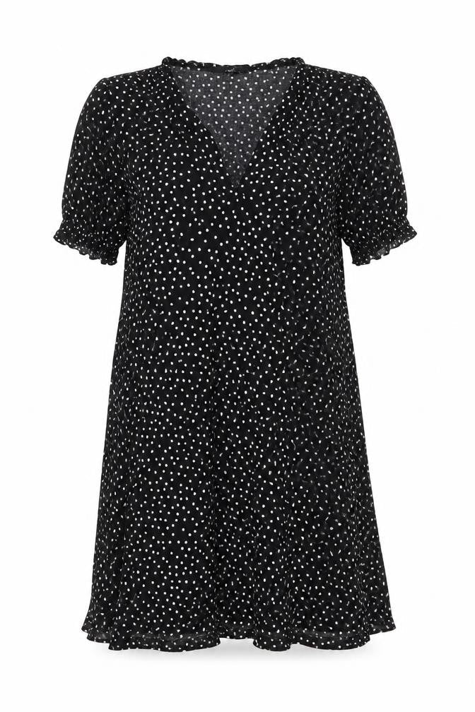 NEXT Womens Black Polka Dot Viscose A-Line Size 10 V-Neck Pullover