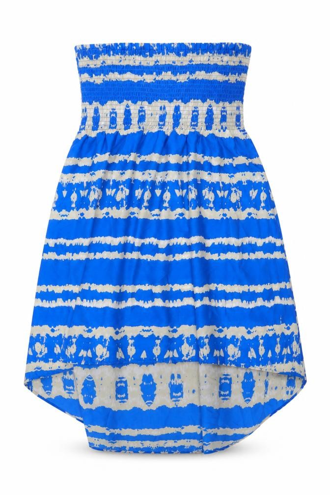 Papaya Womens Blue Geometric Polyester A-Line Size M Off the Shoulder Pullover