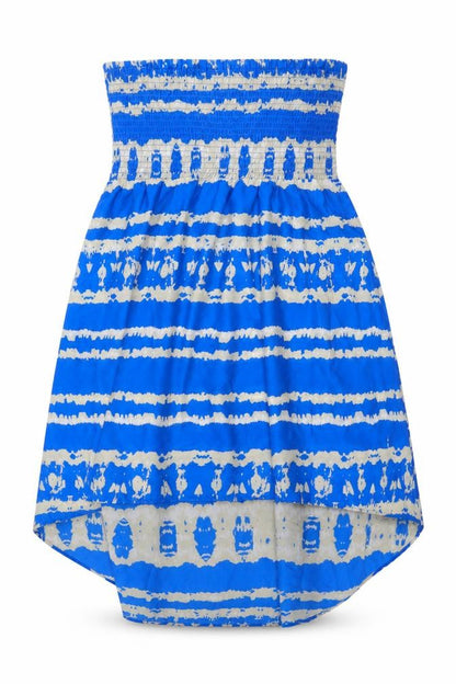 Papaya Womens Blue Geometric Polyester A-Line Size M Off the Shoulder Pullover