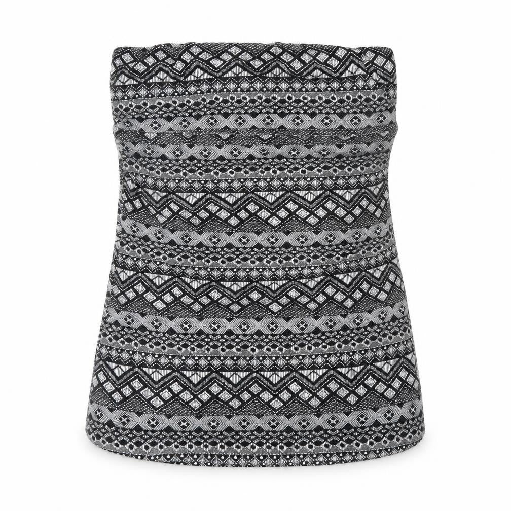 Preworn Womens Black Geometric Cotton Basic Tank Size 16 Off the Shoulder