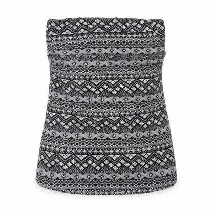 Preworn Womens Black Geometric Cotton Basic Tank Size 16 Off the Shoulder