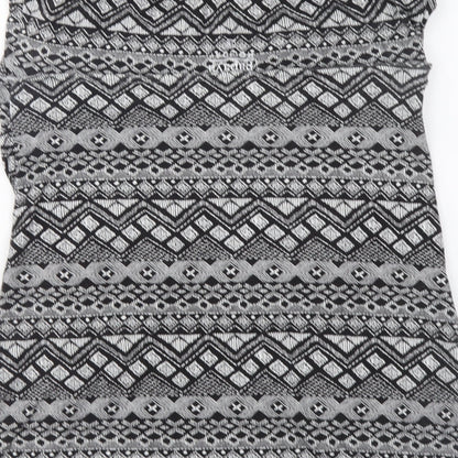 Preworn Womens Black Geometric Cotton Basic Tank Size 16 Off the Shoulder