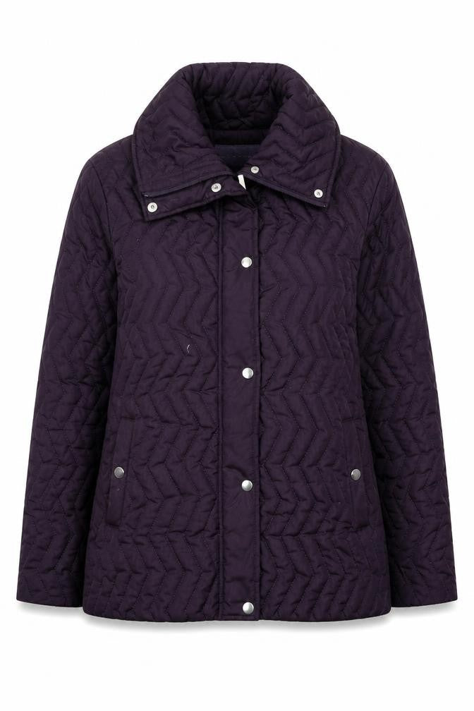 Autonomy Womens Purple Geometric Quilted Coat Size 10 Zip