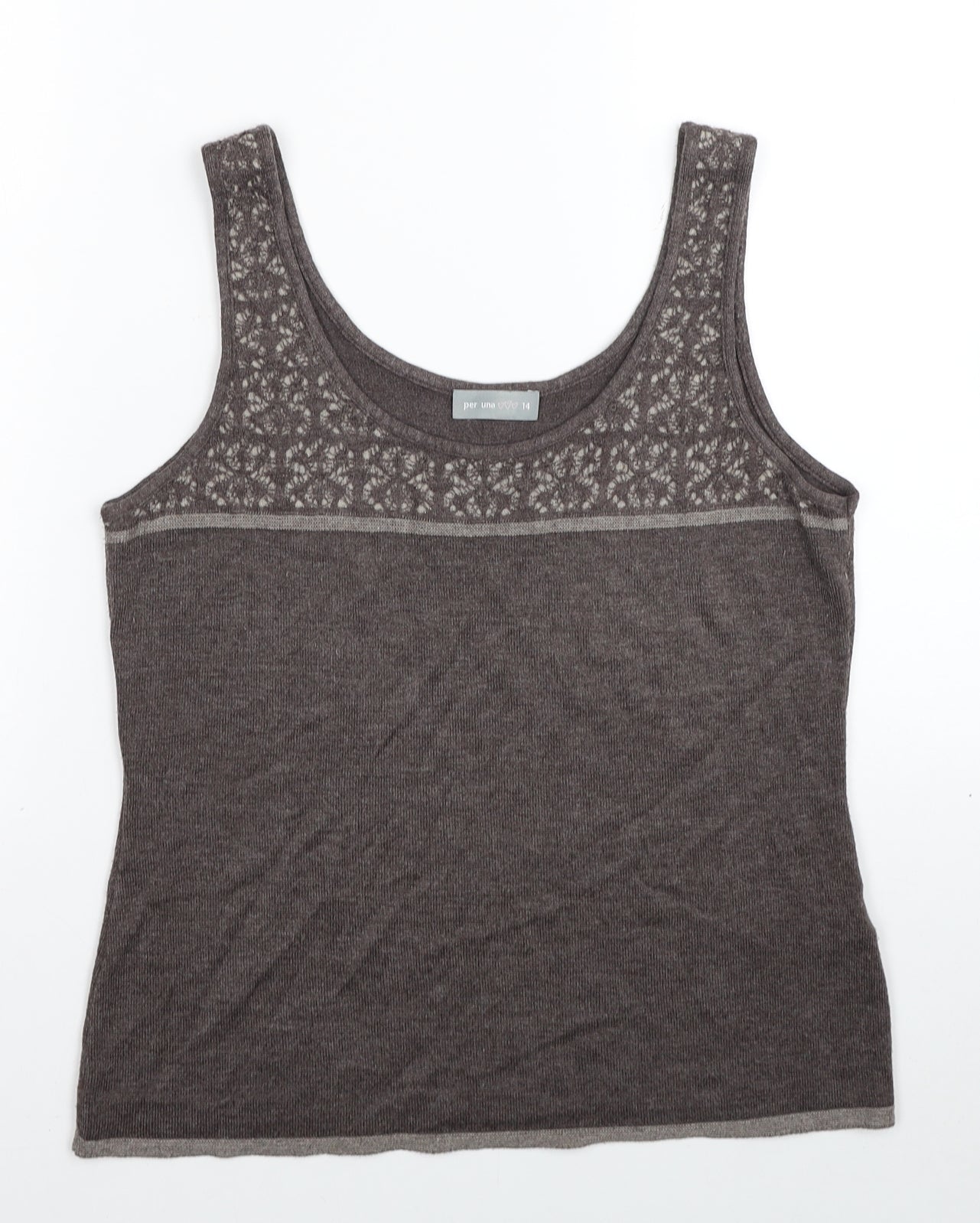 Per Una Womens Brown Viscose Basic Tank Size 14 Scoop Neck
